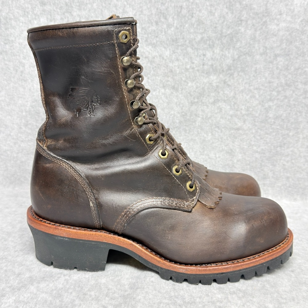 Chippewa Apache Steel Toe Logger Mens Size 10 Work Boots Brown Leather 20091